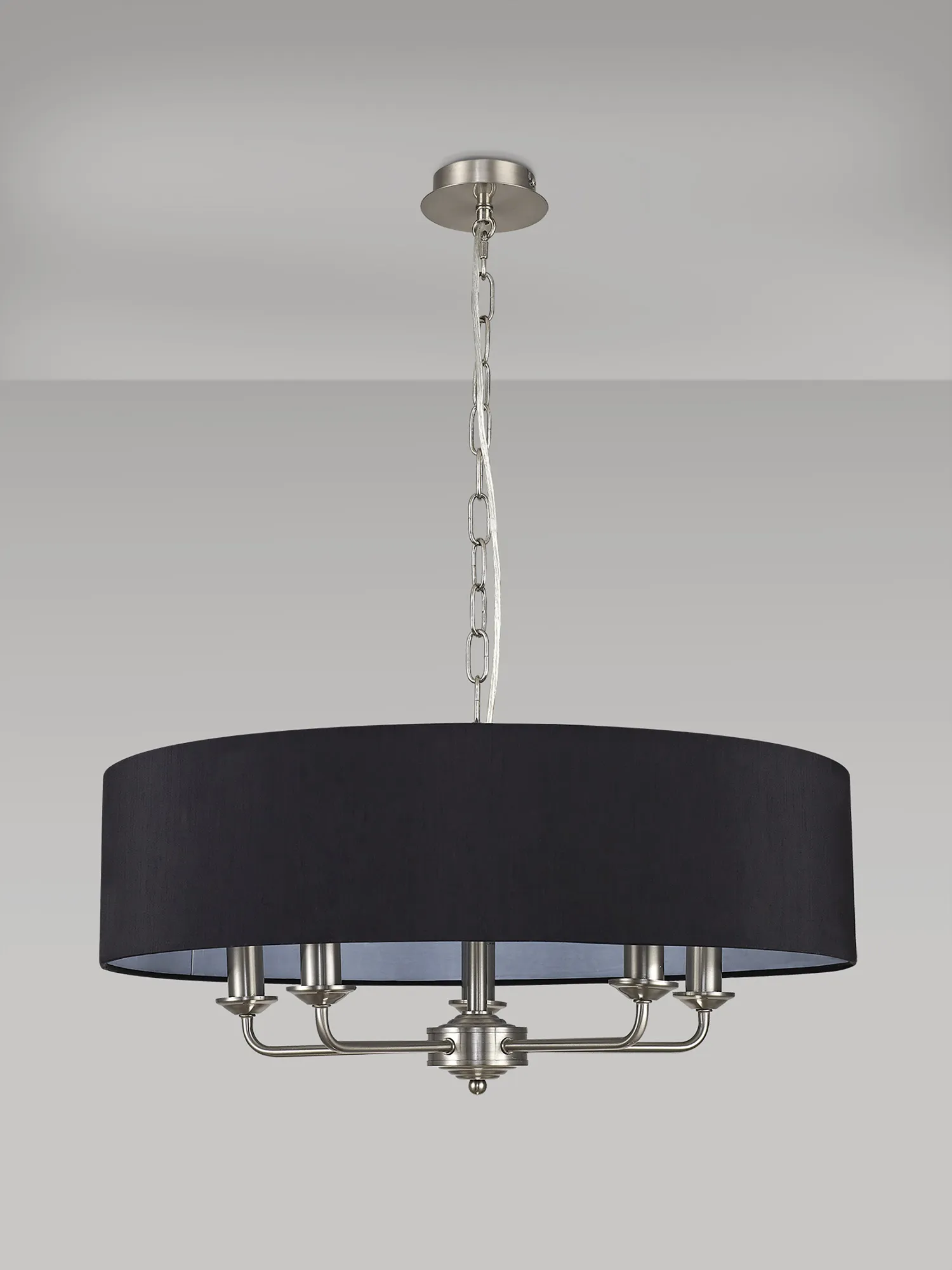 Banyan 60cm 5 Light Pendant Satin Nickel, Black DK0060  Deco Banyan SN BL